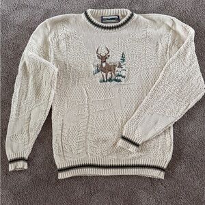 Vintage embroidered Deer Cream Sweater
